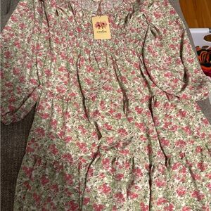 Floral Dress - Pink and Green floral